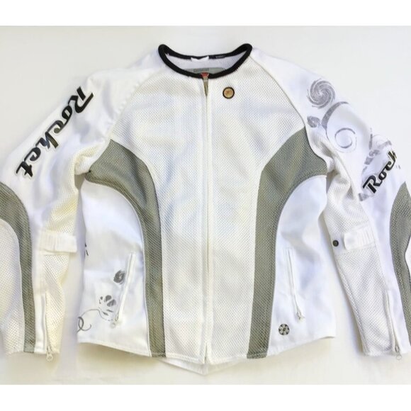 Joe Rocket Womens Cleo Motorcycle Jacket Size L White Silver Mesh Padded Armored - Picture 1 of 16